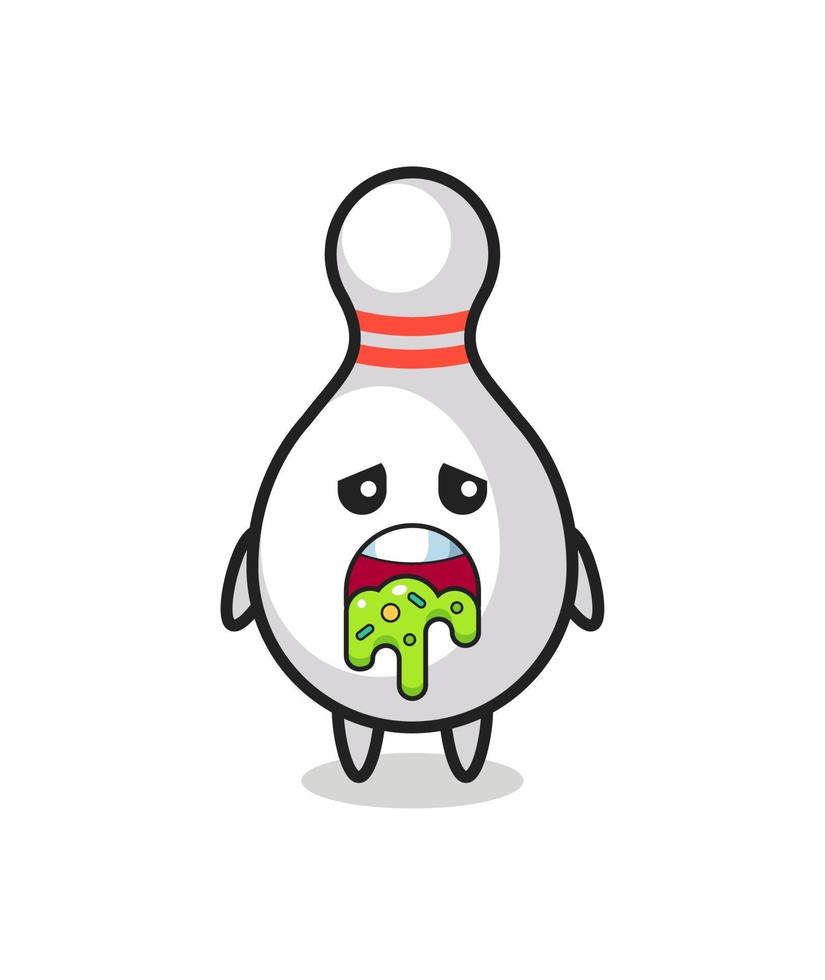 the cute bowling pin character with puke vector