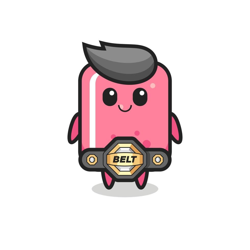 the MMA fighter bubble gum mascot with a belt vector