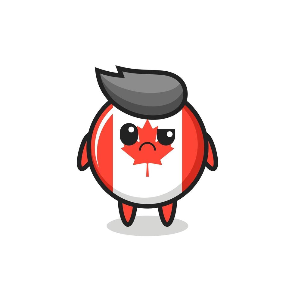 the mascot of the canada flag badge with sceptical face vector