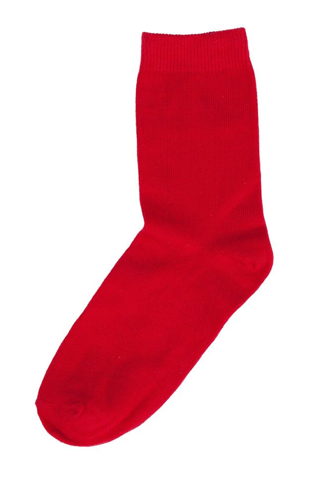 Red knitted sock photo