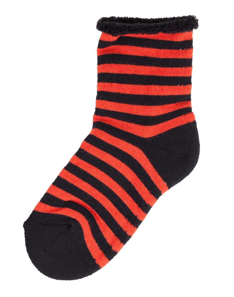 Sock in black and orange stripes photo