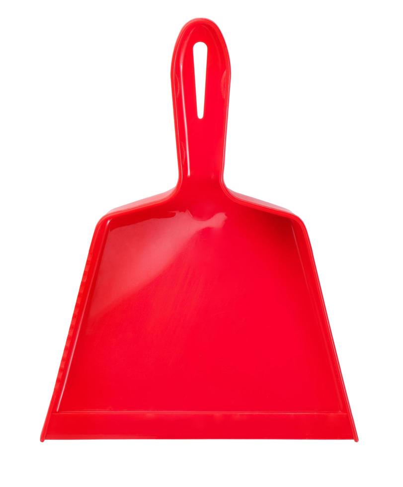 Red plastic scoop for cleaning photo