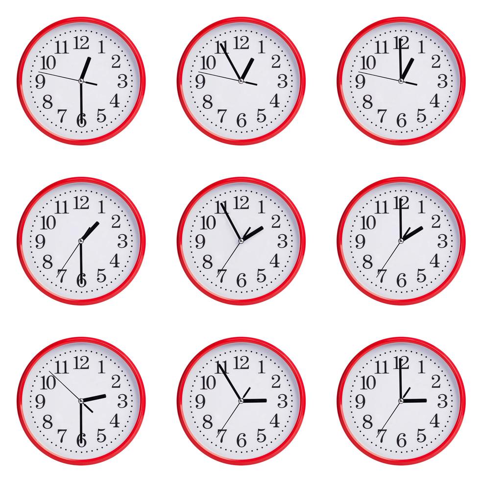 Clock shows the time from one hour to three photo