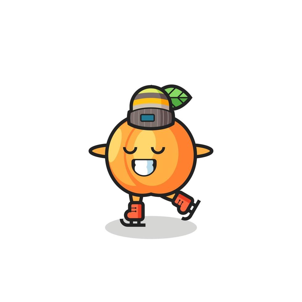 apricot cartoon as an ice skating player doing perform vector