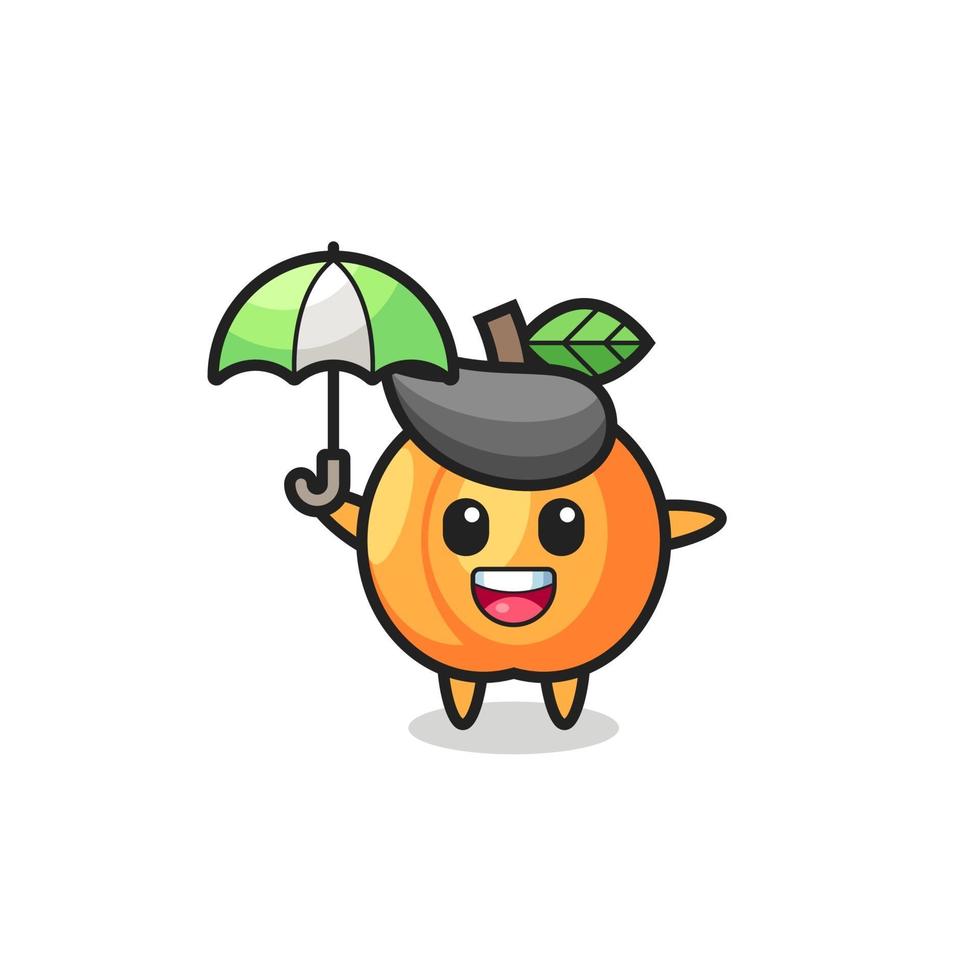 cute apricot illustration holding an umbrella vector