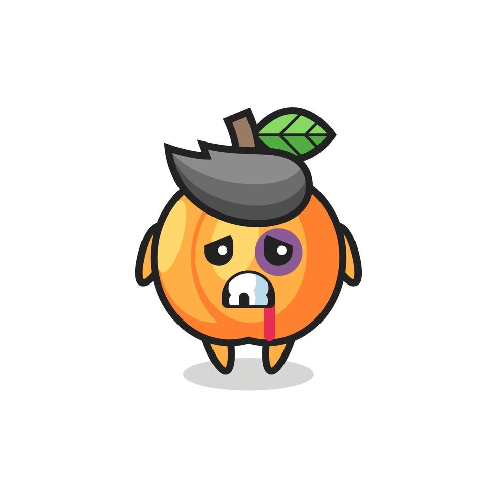 injured apricot character with a bruised face vector
