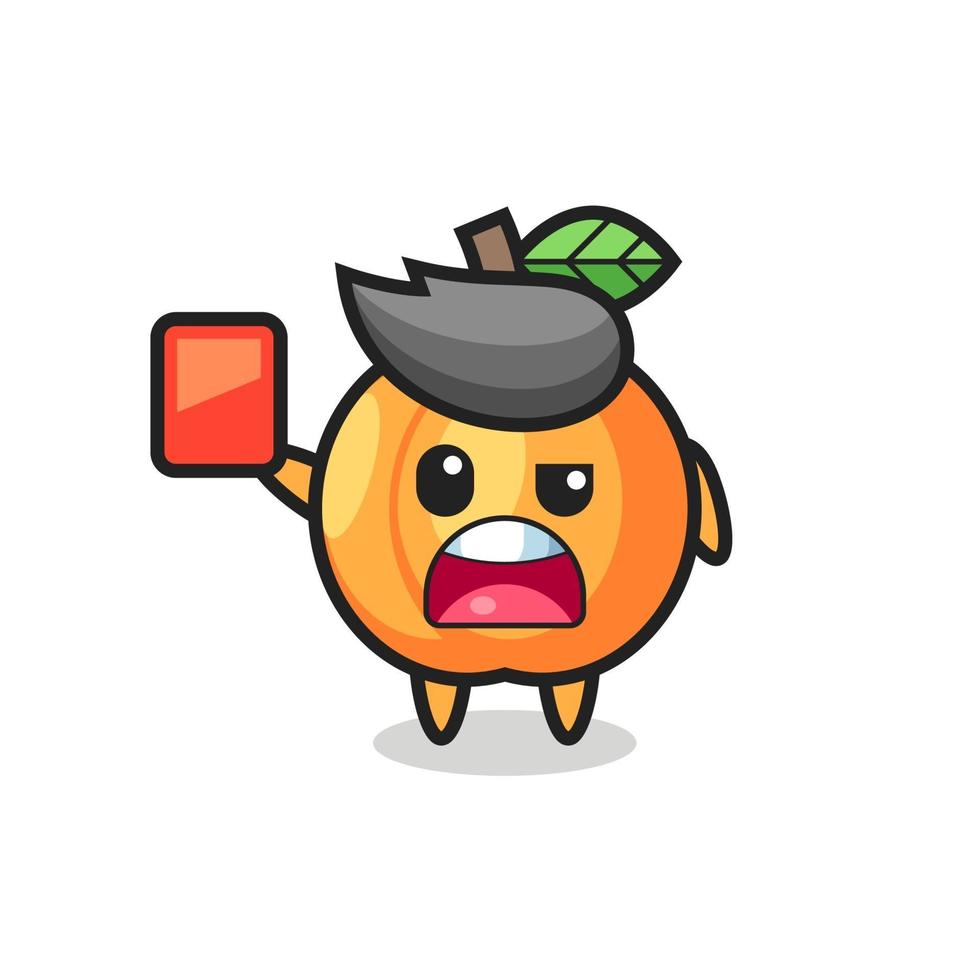 apricot cute mascot as referee giving a red card vector