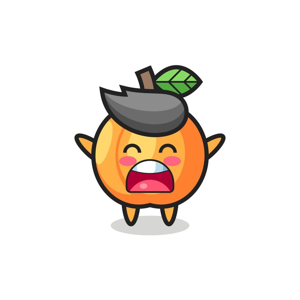 cute apricot mascot with a yawn expression vector