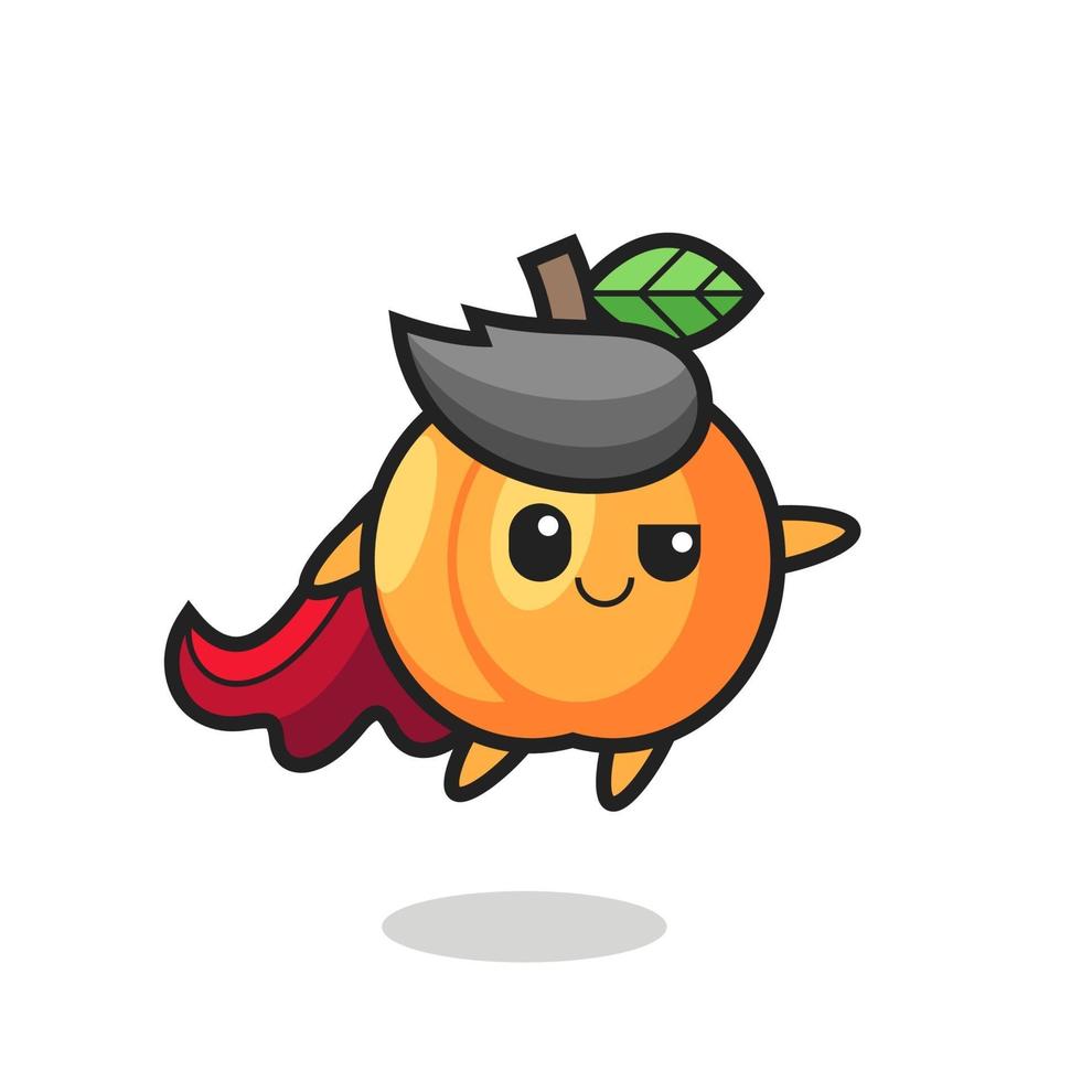 cute apricot superhero character is flying vector
