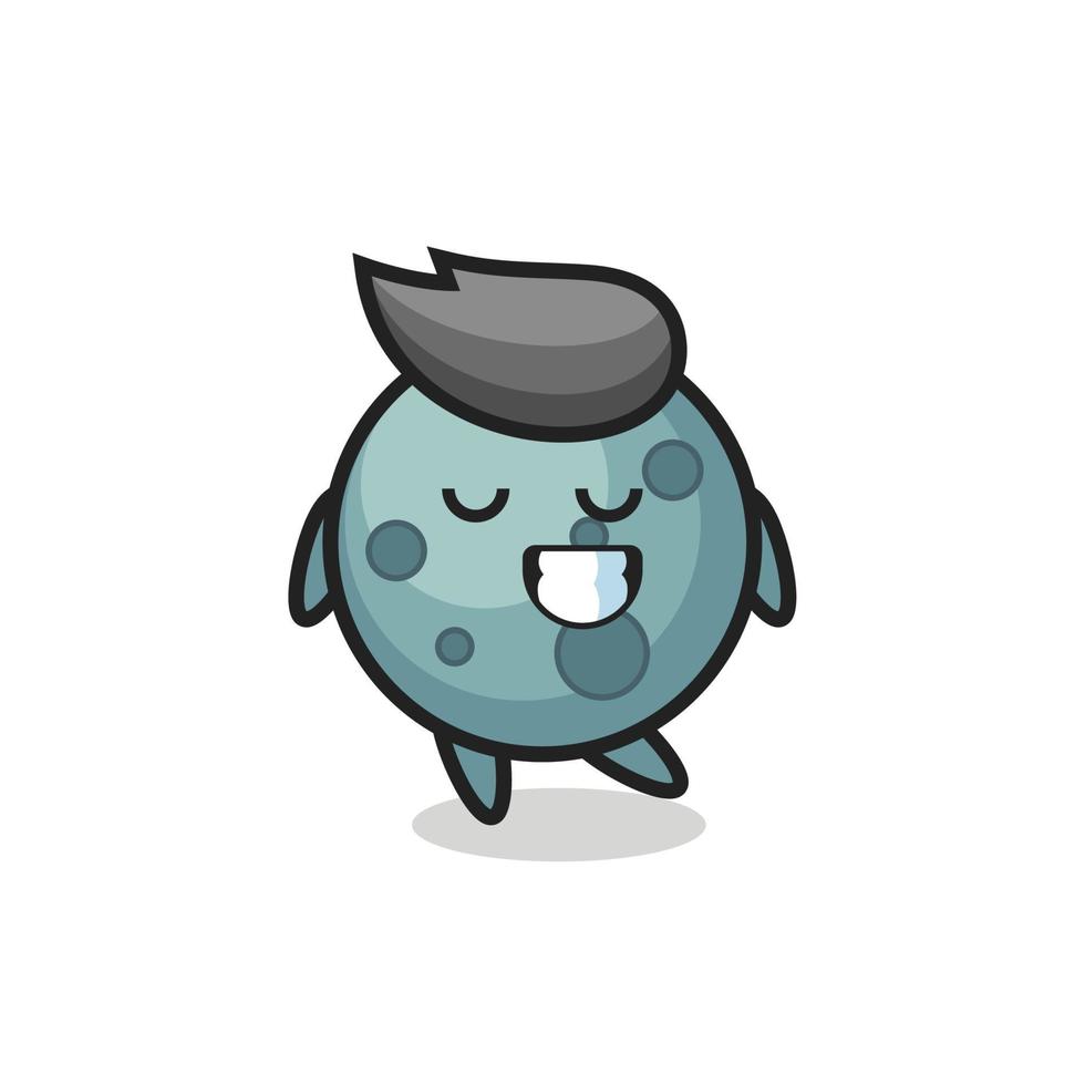 asteroid cartoon illustration with a shy expression vector