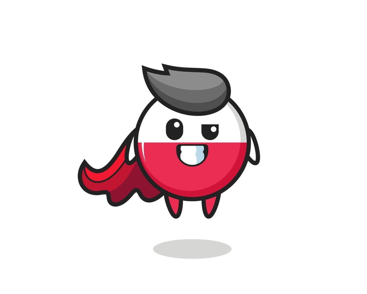 the cute poland flag badge character as a flying superhero vector