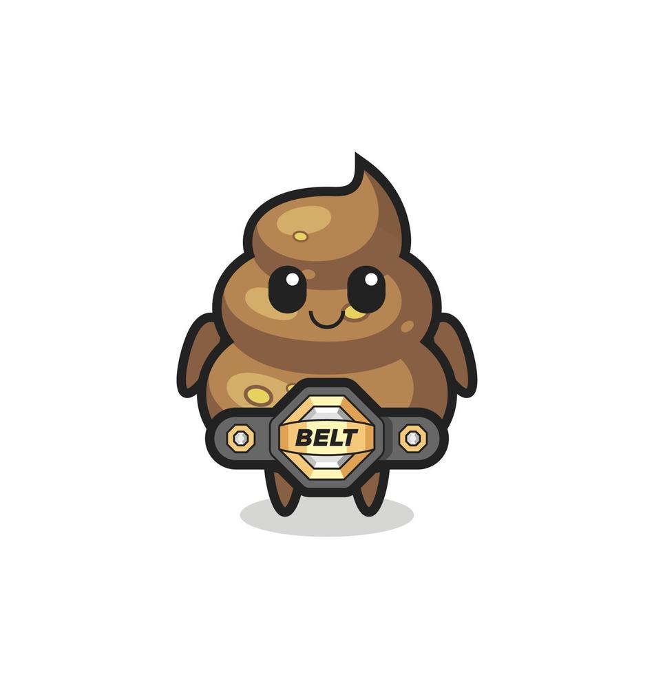 the MMA fighter poop mascot with a belt vector
