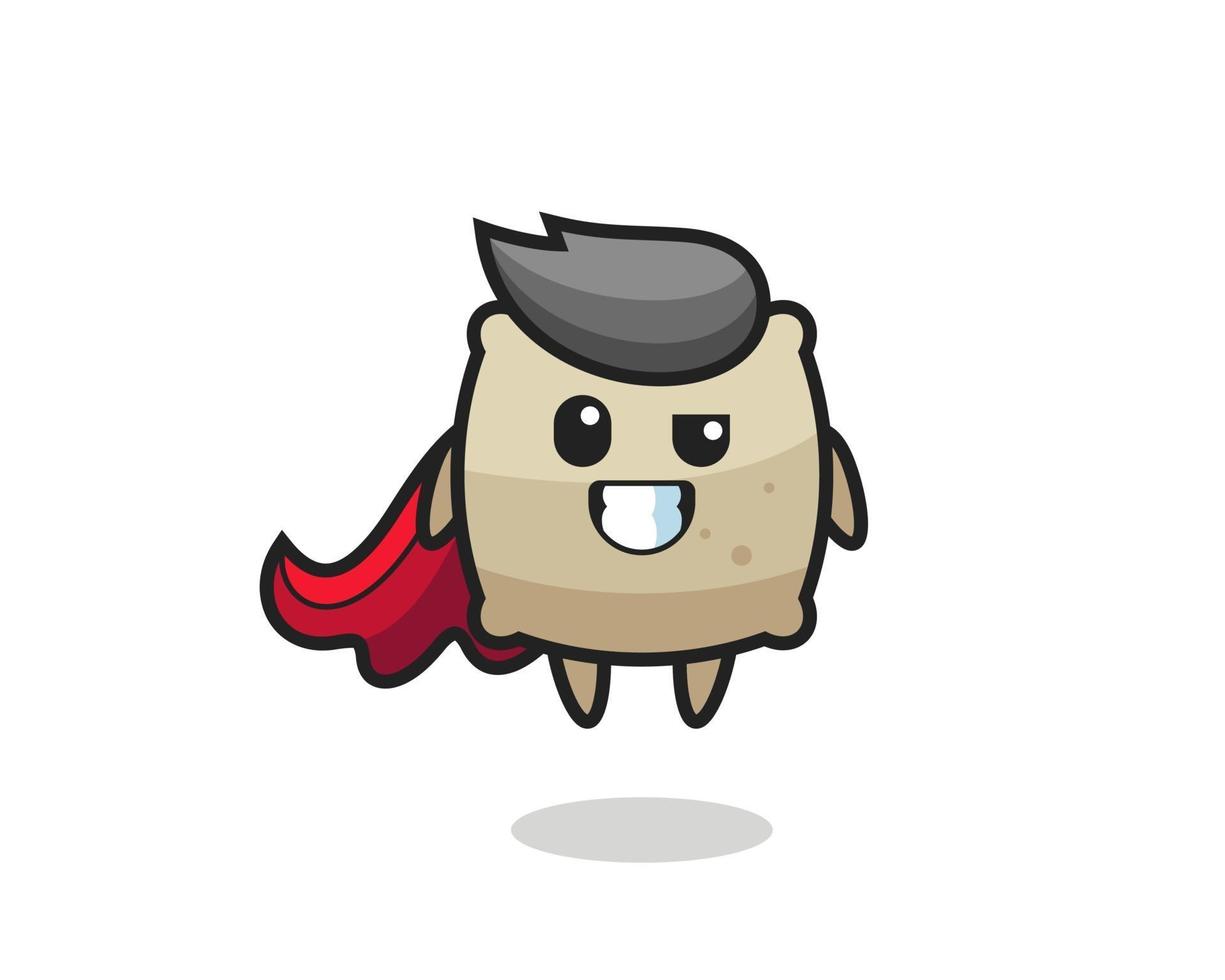 the cute sack character as a flying superhero vector