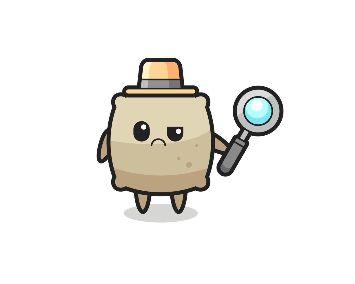 the mascot of cute sack as a detective vector