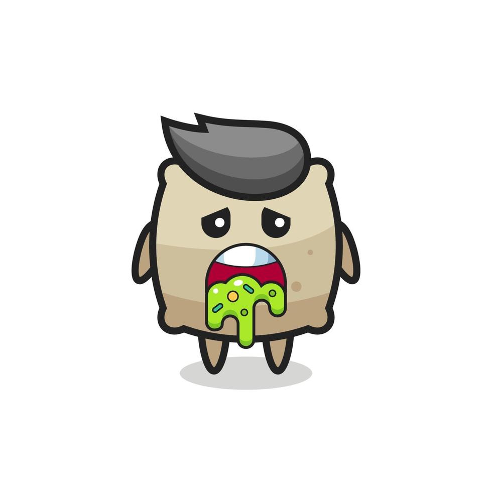 the cute sack character with puke vector