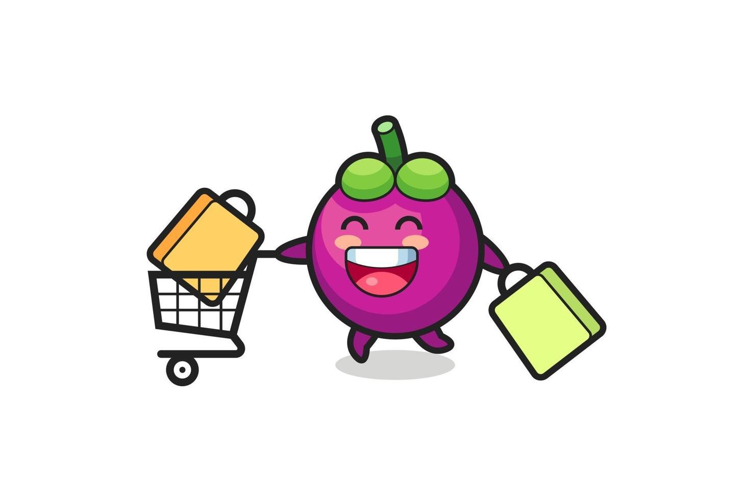 black Friday illustration with cute mangosteen mascot vector