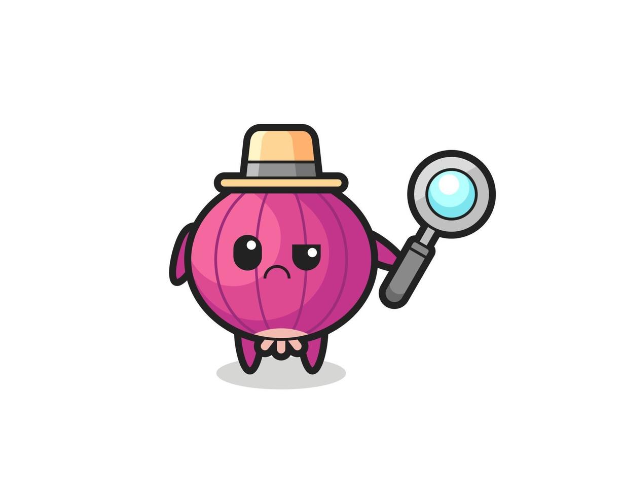 the mascot of cute onion as a detective vector