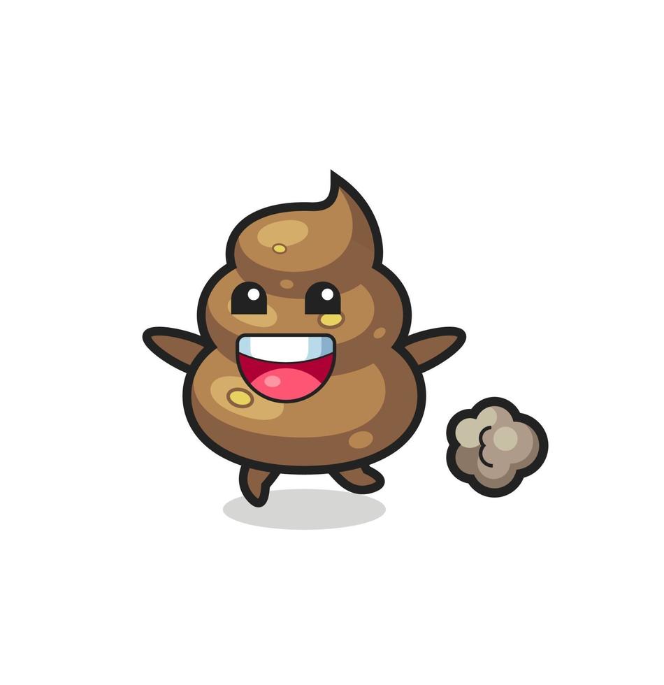 the happy poop cartoon with running pose vector