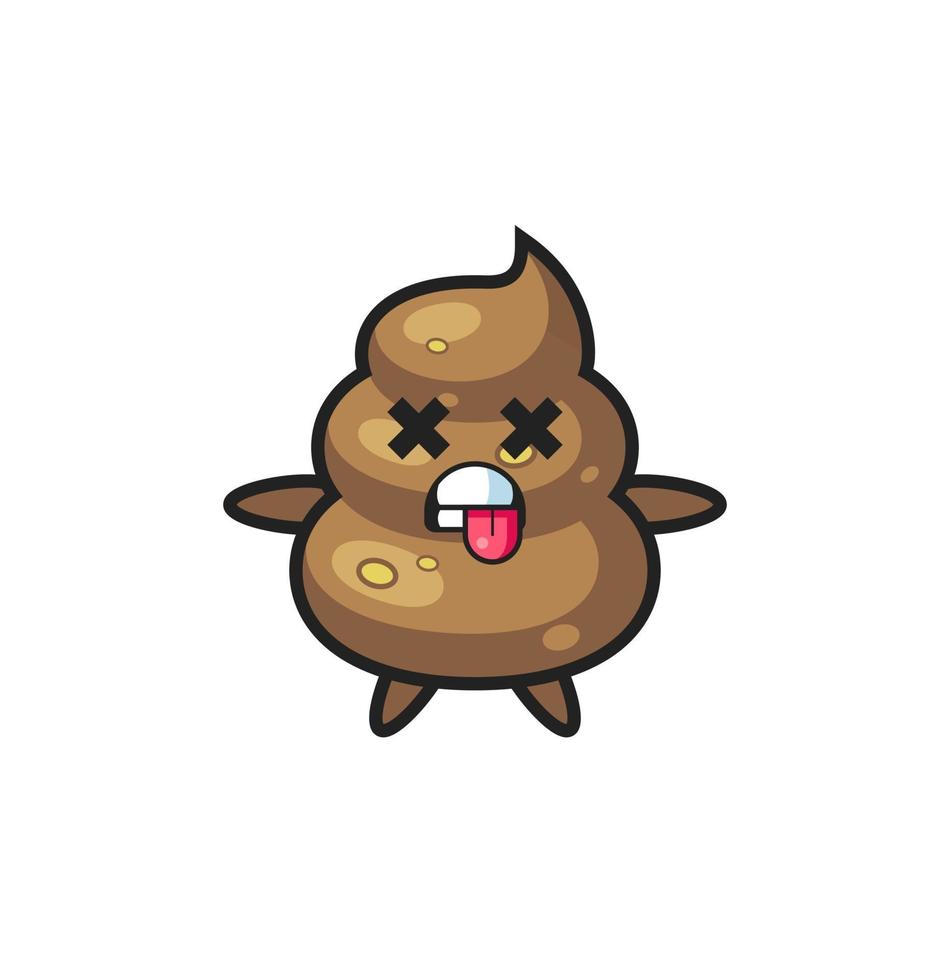 character of the cute poop with dead pose vector