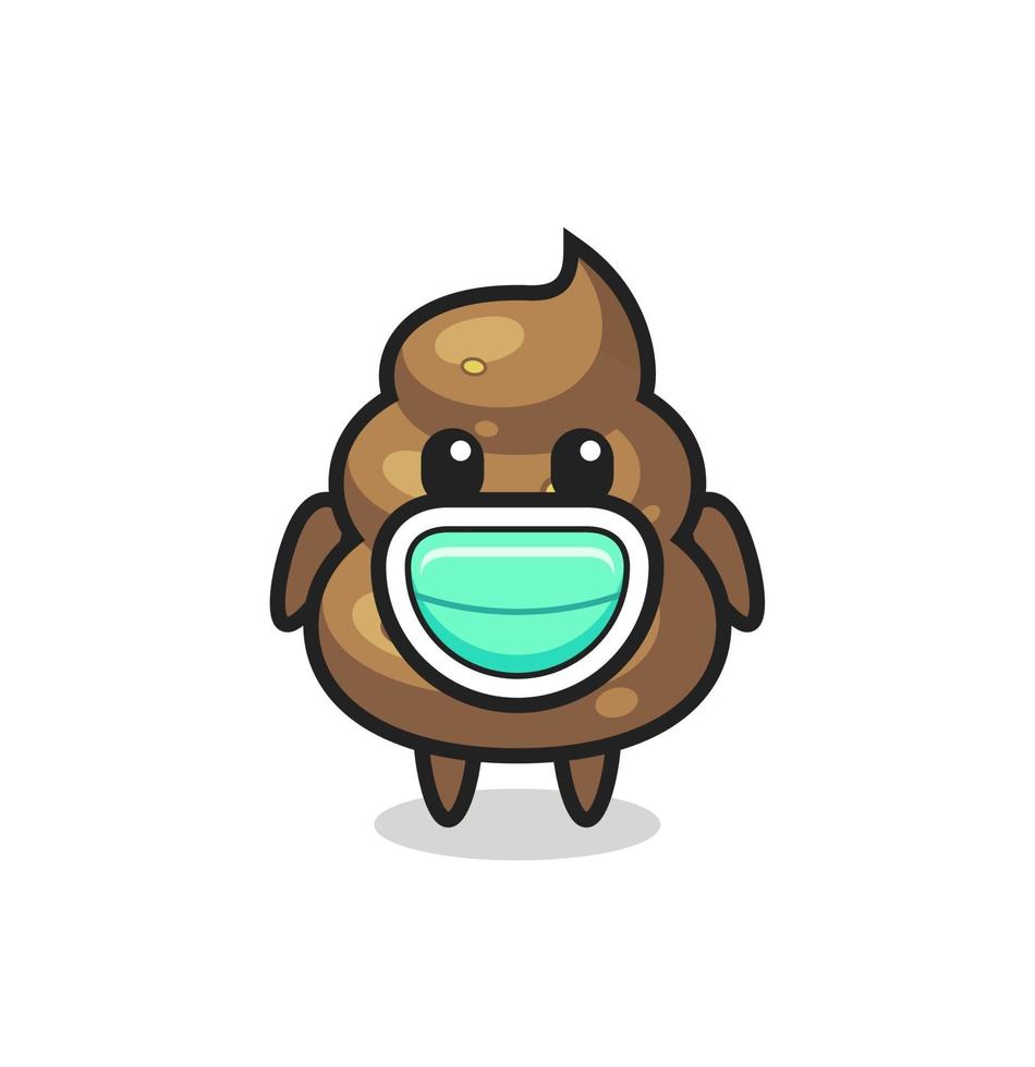 cute poop cartoon wearing a mask vector