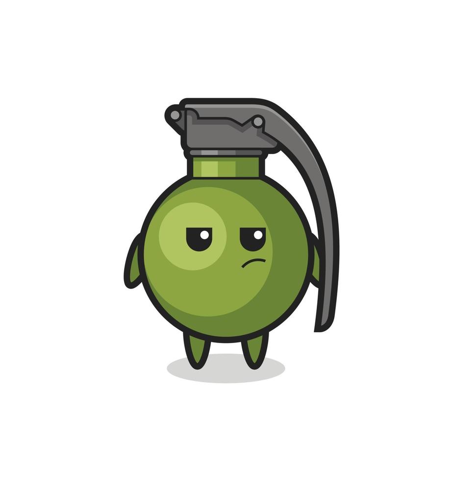 cute grenade character with suspicious expression vector