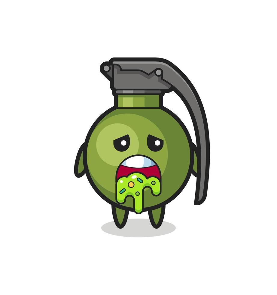 the cute grenade character with puke vector