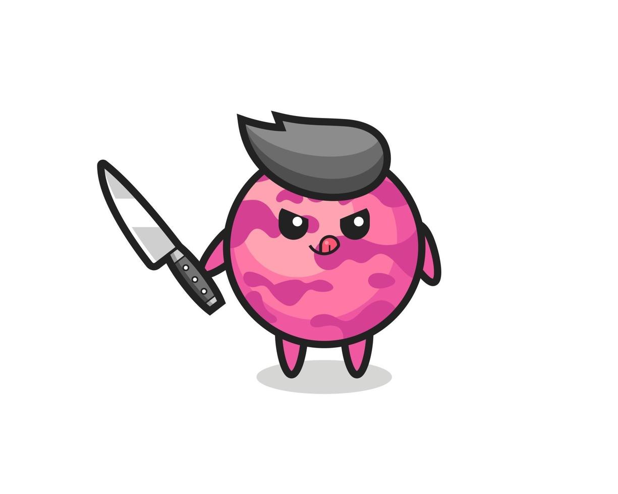 cute ice cream scoop mascot as a psychopath holding a knife vector