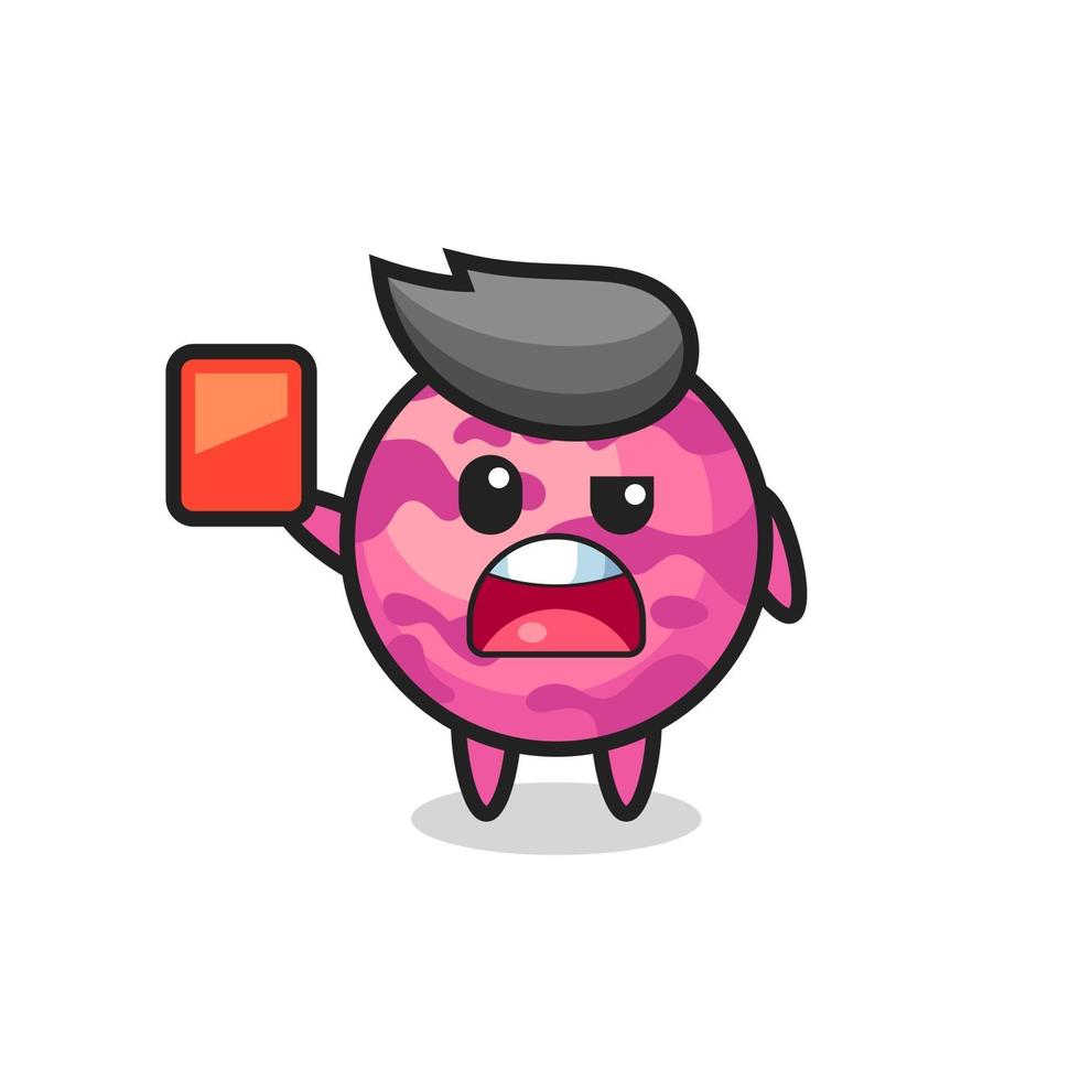 ice cream scoop cute mascot as referee giving a red card vector