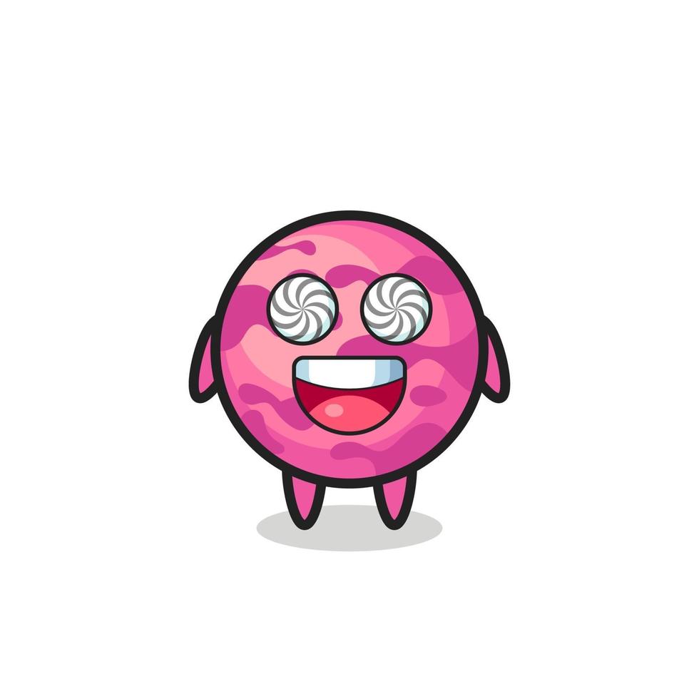 lindo personaje de bola de helado con ojos hipnotizados vector