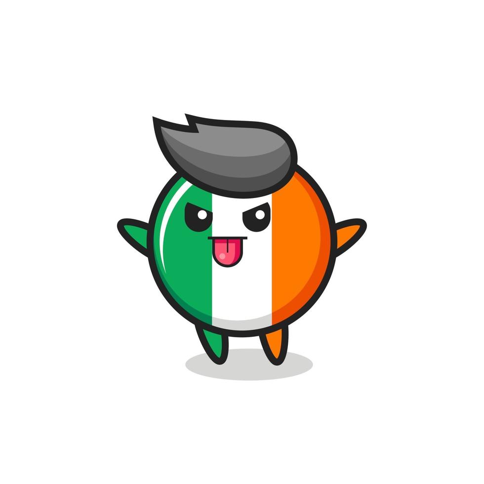 carácter travieso de la insignia de la bandera de Irlanda en pose burlona vector