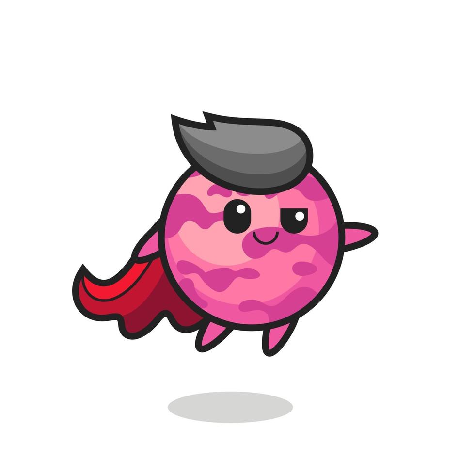 cute ice cream scoop superhero character is flying vector