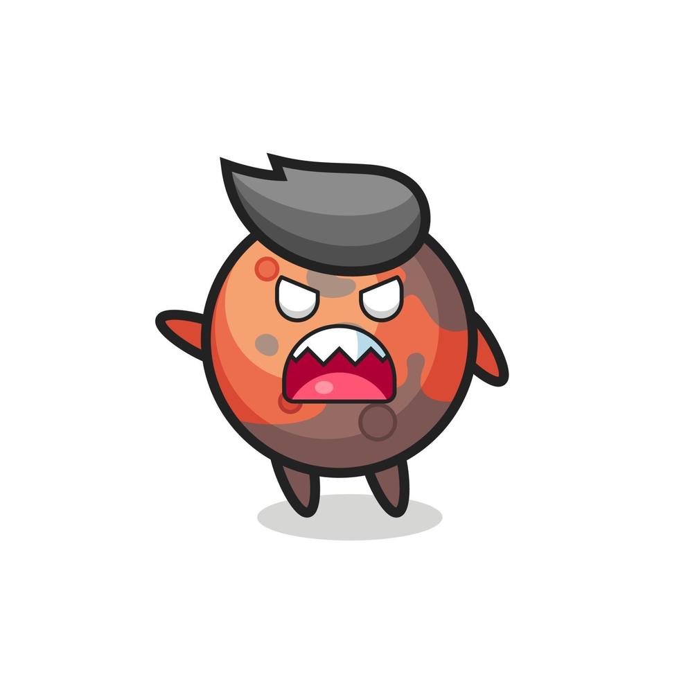 cute mars cartoon in a very angry pose vector