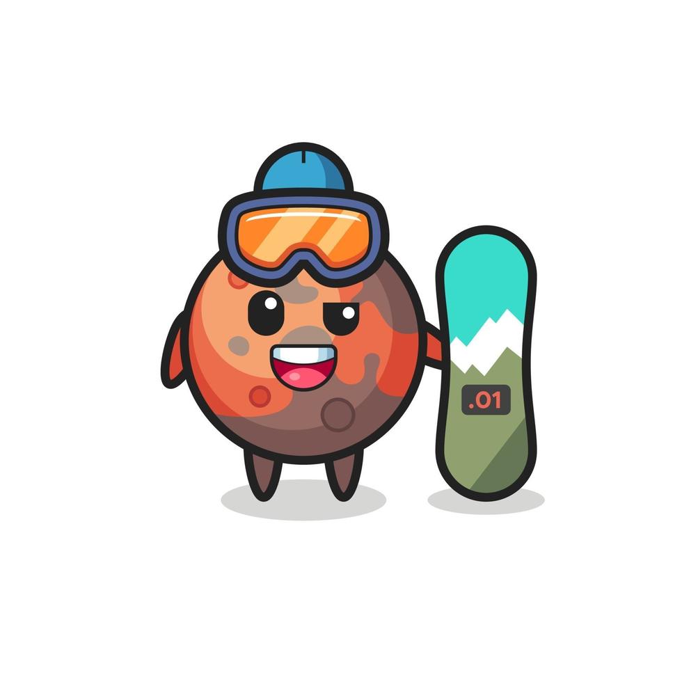 Illustration of mars character with snowboarding style vector