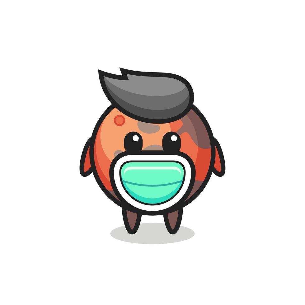 cute mars cartoon wearing a mask vector