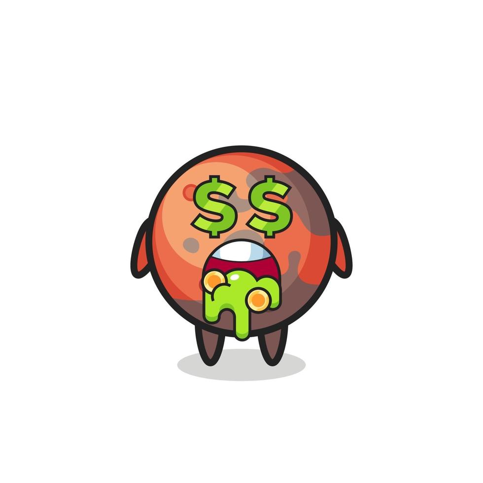 mars character with an expression of crazy about money vector