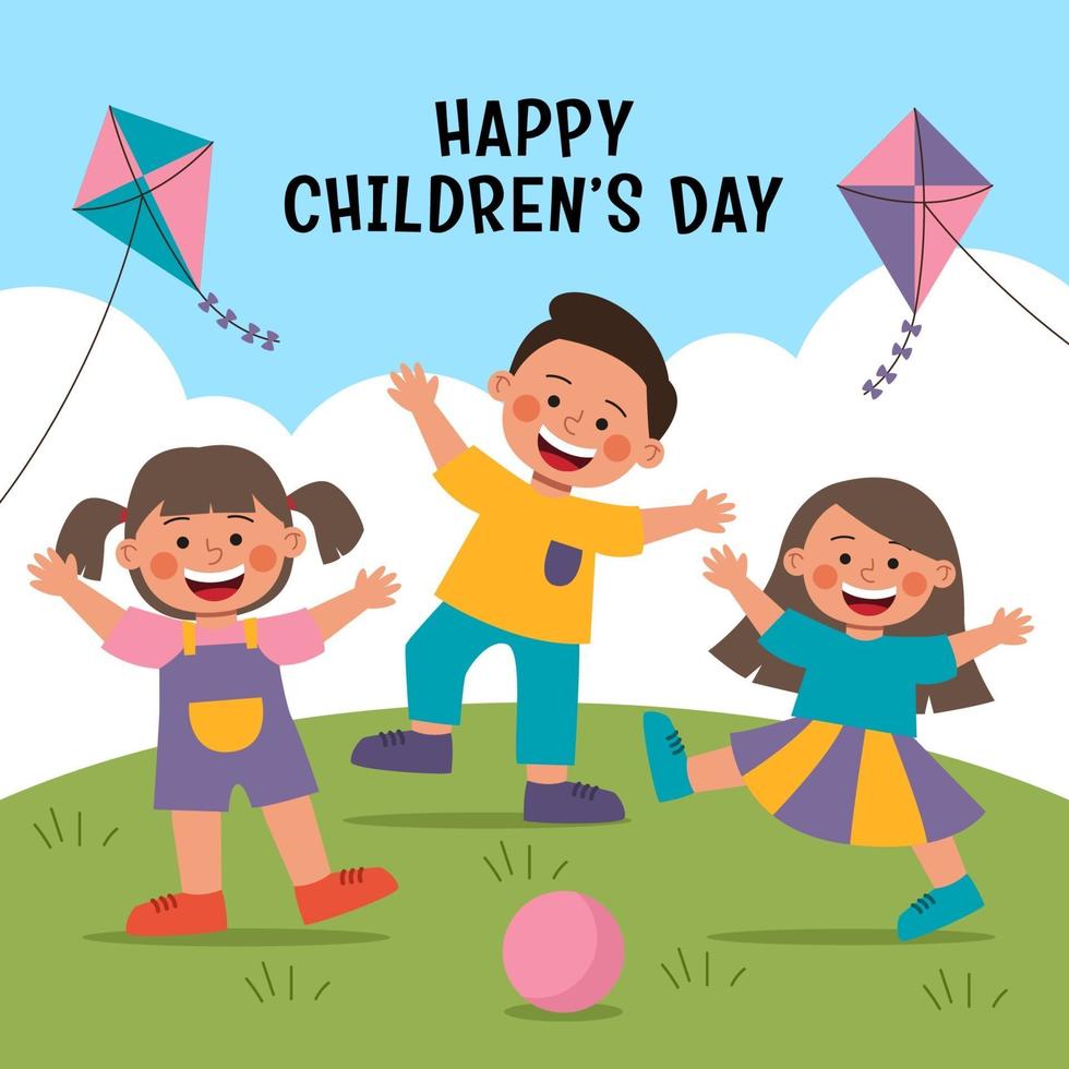 niños felices celebrando el día del niño vector