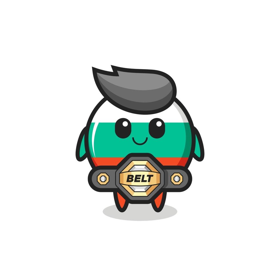 the MMA fighter bulgaria flag badge mascot with a belt vector