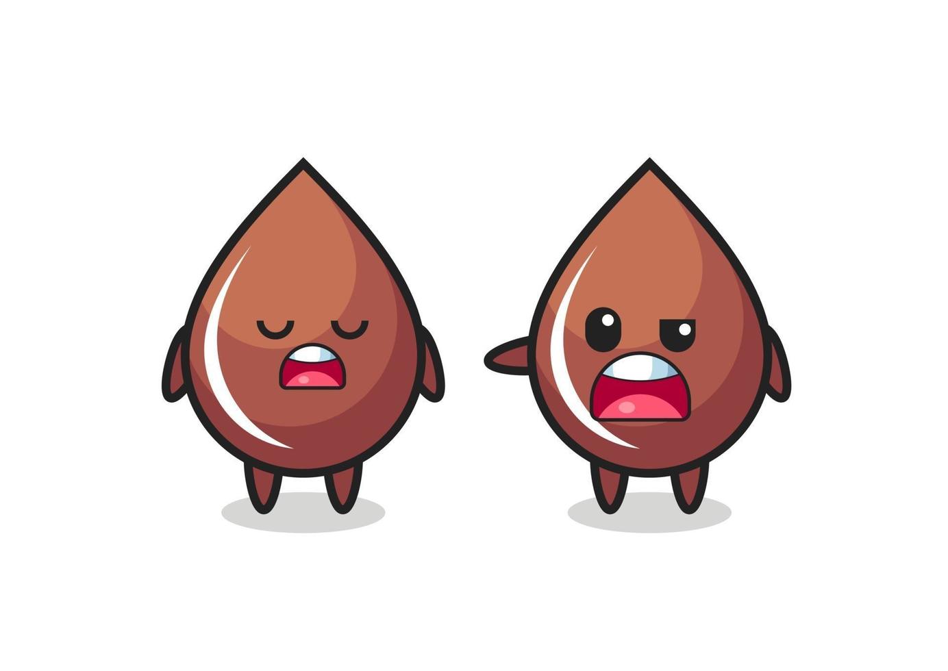 illustration of the argue between two cute chocolate drop characters vector