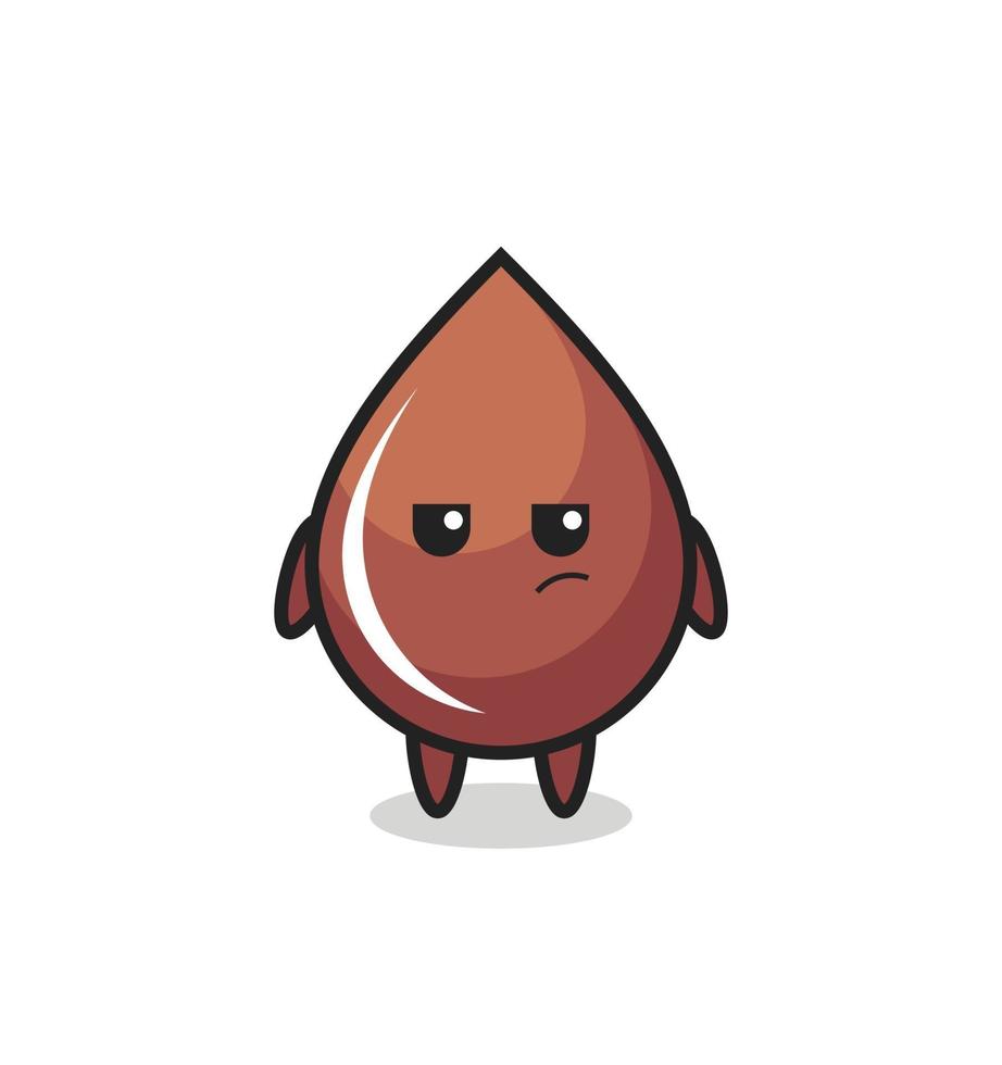 cute chocolate drop character with suspicious expression vector