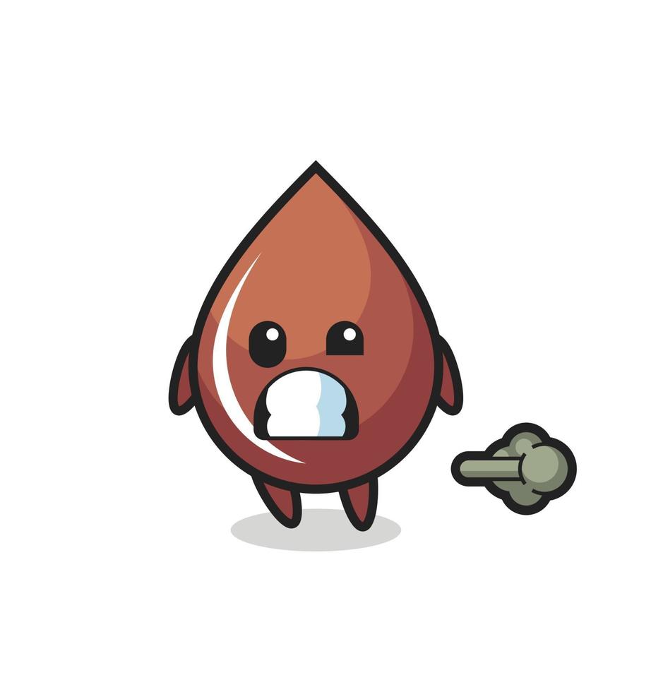 the illustration of the chocolate drop cartoon doing fart vector