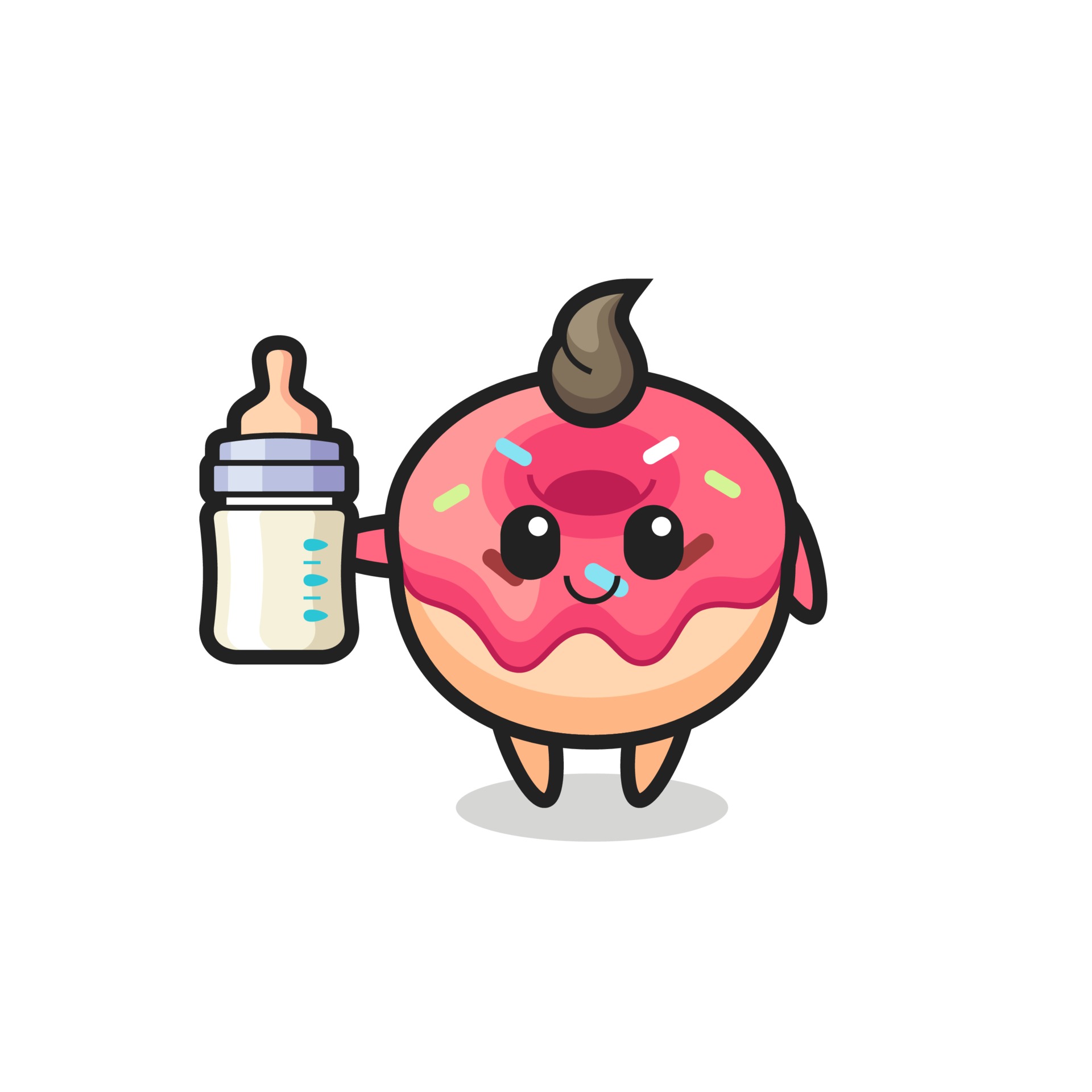 baby doughnut cartoon character with milk bottle 3426539 Vector Art at