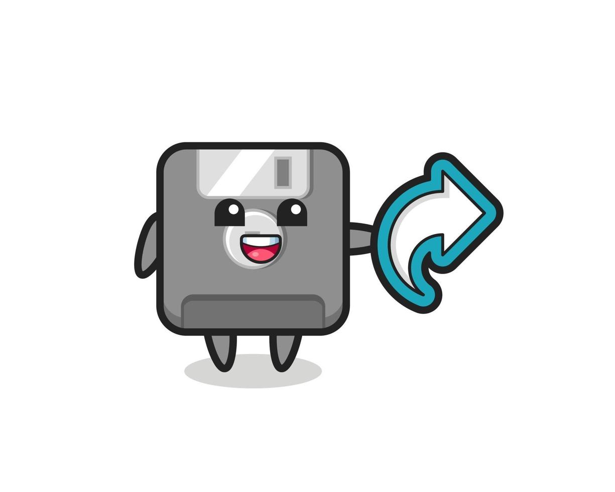 cute floppy disk hold social media share symbol vector