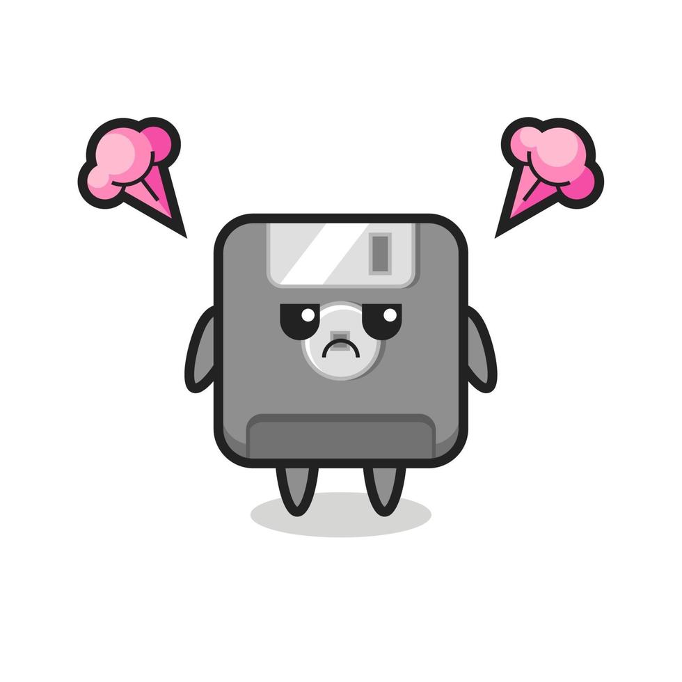 annoyed expression of the cute floppy disk cartoon character vector