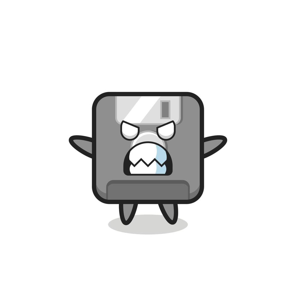 wrathful expression of the floppy disk mascot character vector