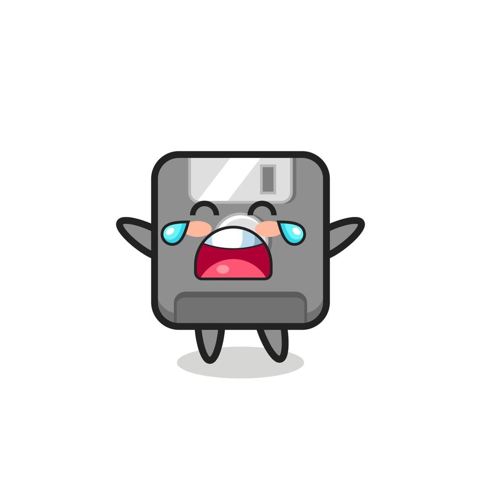 the illustration of crying floppy disk cute baby vector