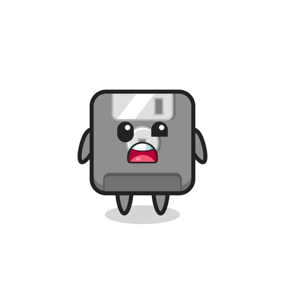 the shocked face of the cute floppy disk mascot vector