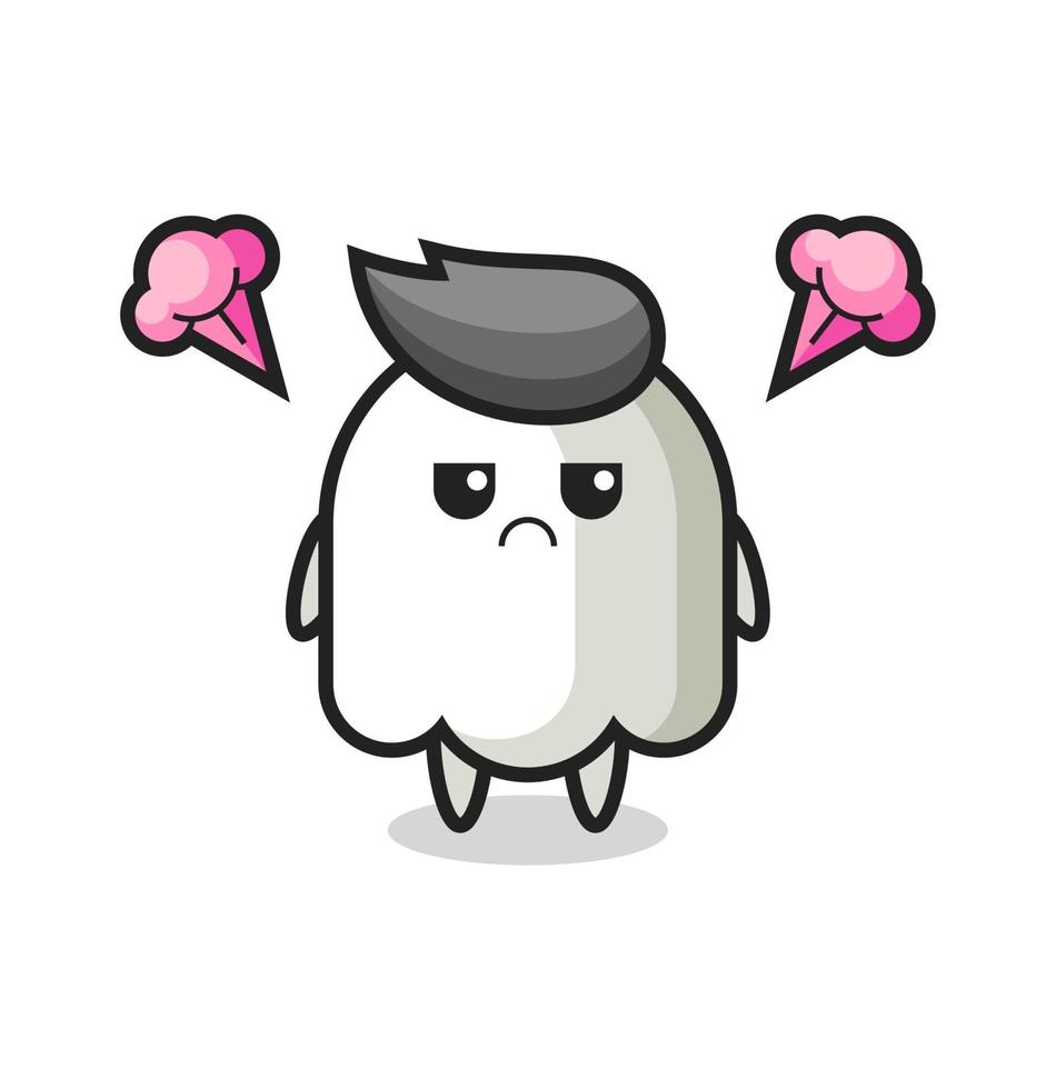 annoyed expression of the cute ghost cartoon character vector