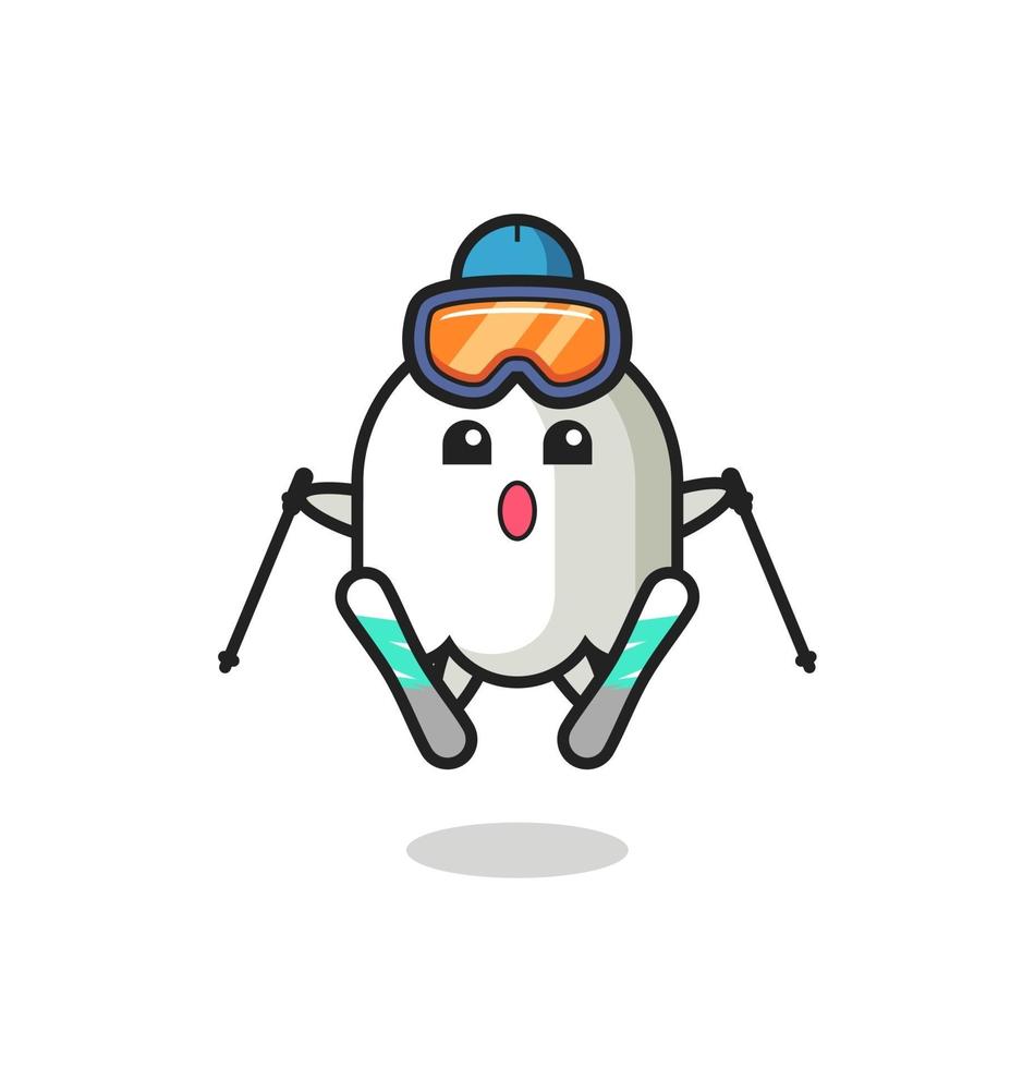 ghost mascot character as a ski player vector