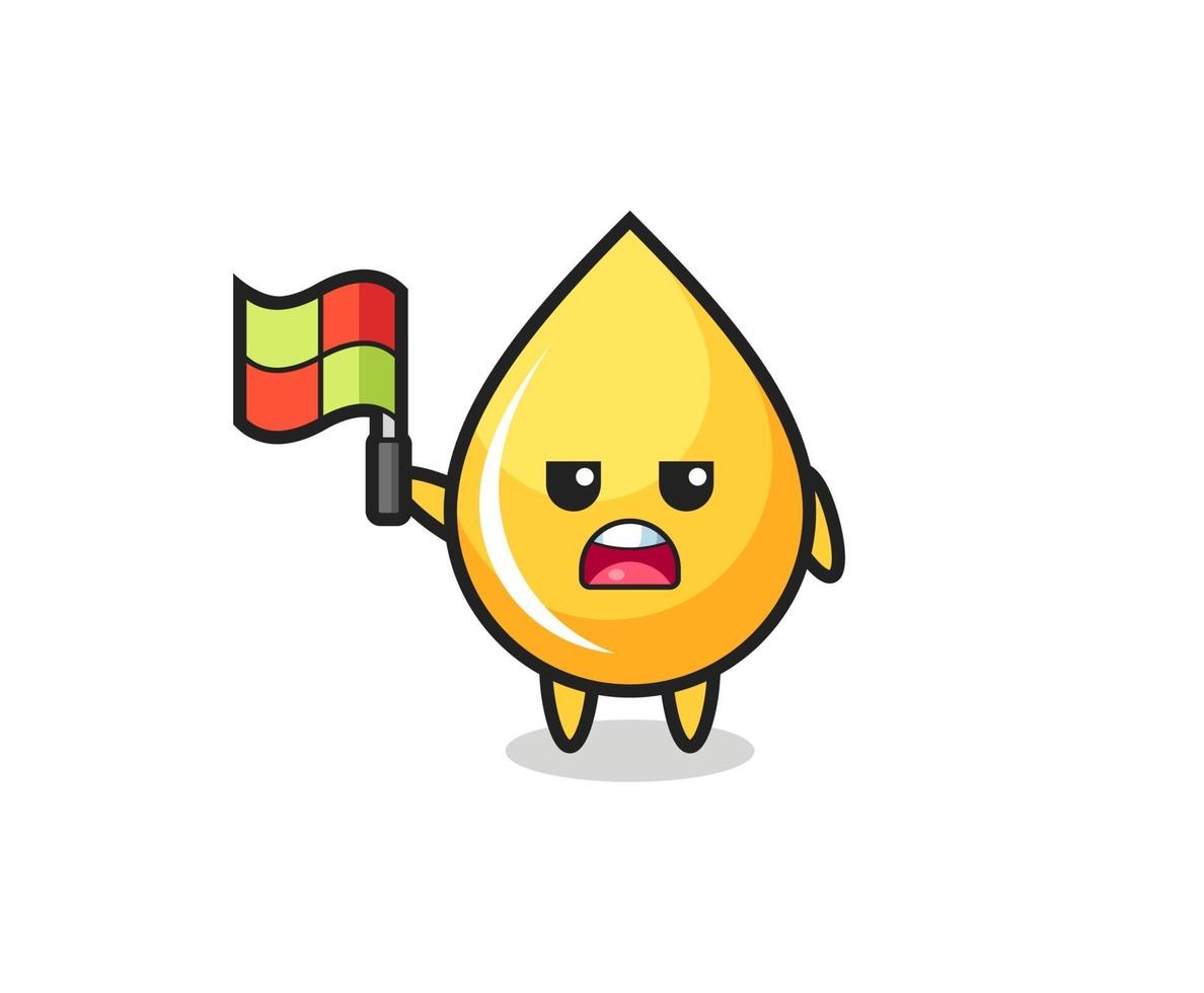 honey drop character as line judge putting the flag up vector