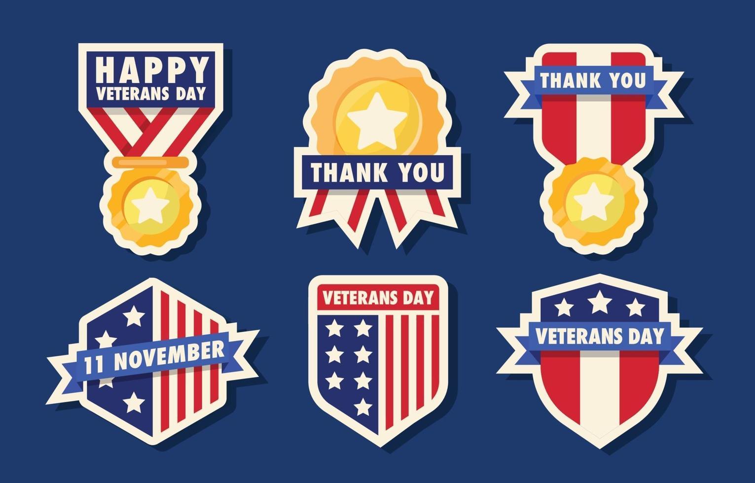 Veteran's Day Sticker Collection vector